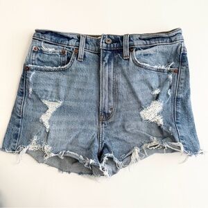 Abercrombie & Fitch High Rise Mom Short Distressed Denim Jean Shorts - Size 27